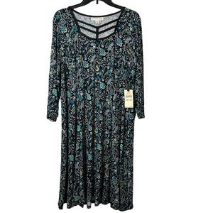 Emaline Stretchy Floral Dress MIDI Size 1X NWT
